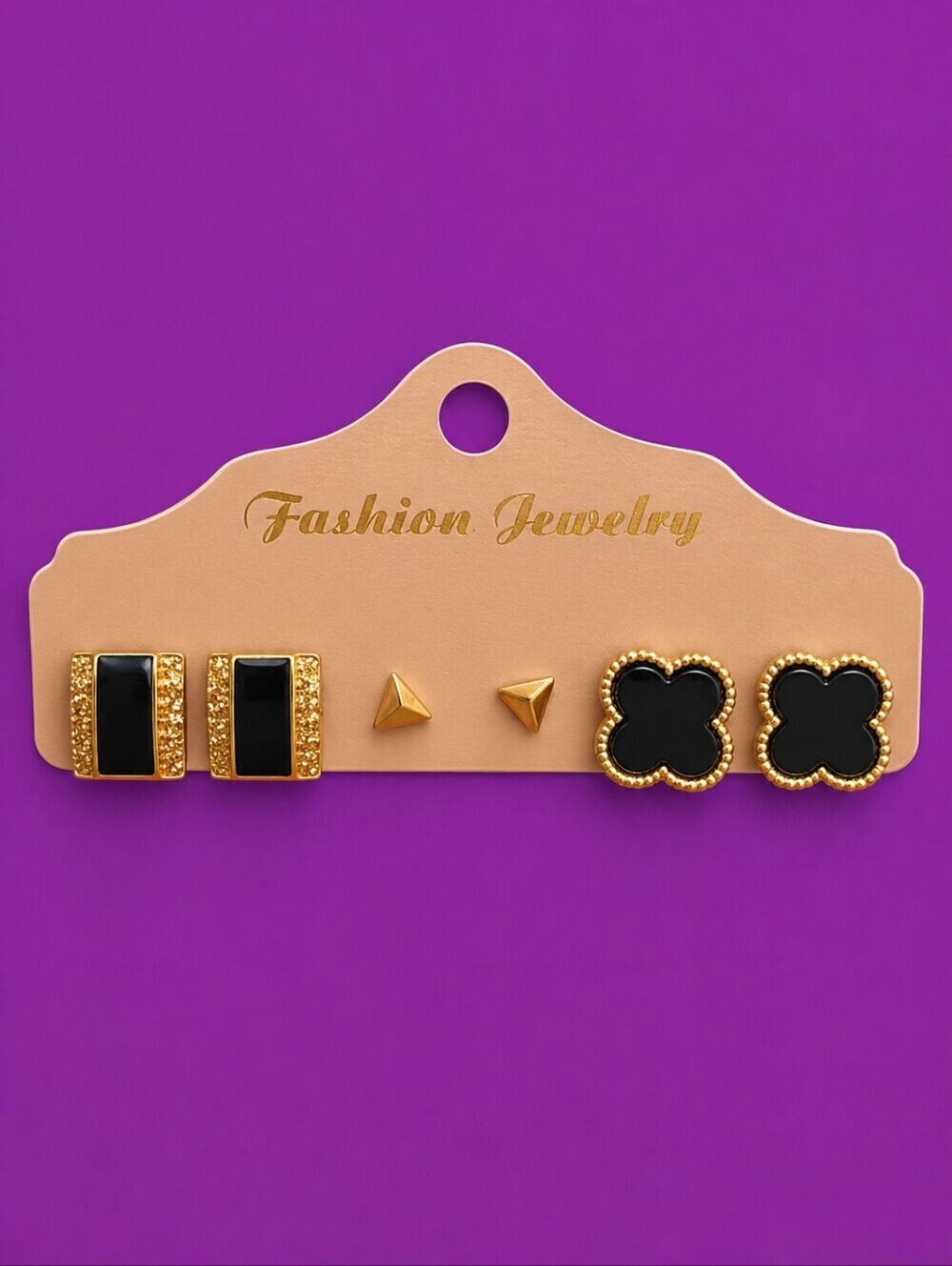 3/$30 Vintage Clover Glitter Square Geometric Post Earrings